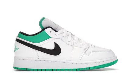 Jordan 1 Low White Lucky Green Tumbled Leather GS