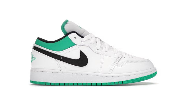Jordan 1 Low White Lucky Green Tumbled Leather GS
