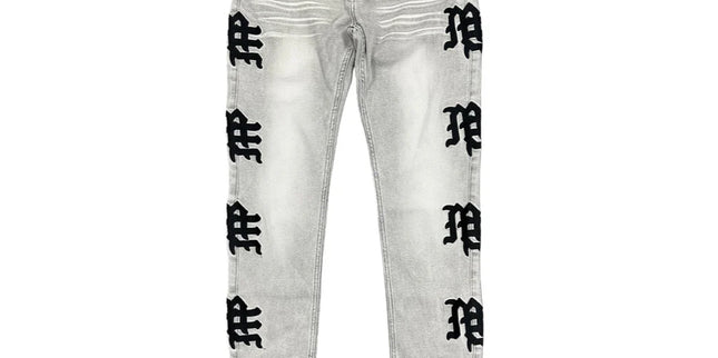 Mixed Emotion Monogram Denim Grey Wash