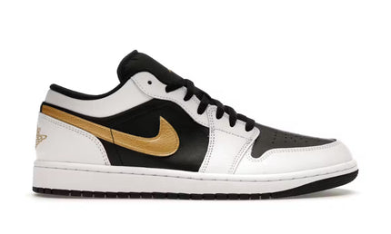 Jordan 1 Low White Black Gold Swoosh