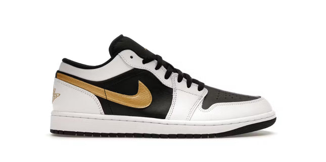 Jordan 1 Low White Black Gold Swoosh