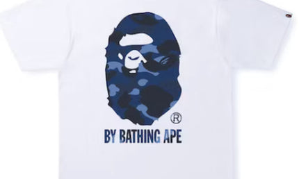 Bape Tee Ape Head White Navy Blue