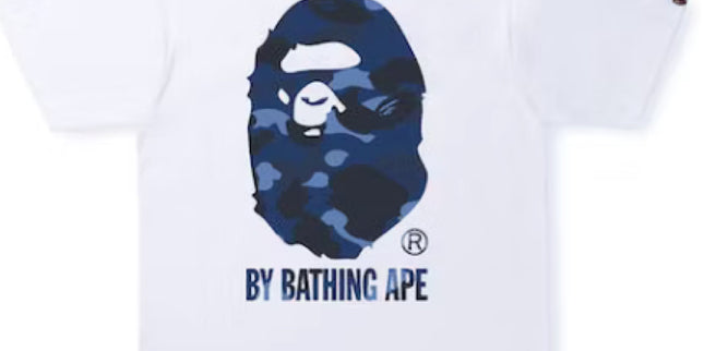 Bape Tee Ape Head White Navy Blue