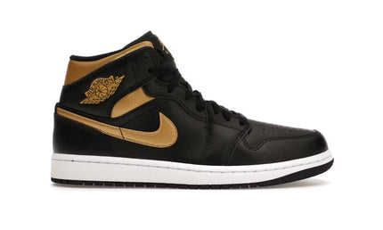 Jordan 1 black metallic gold mid