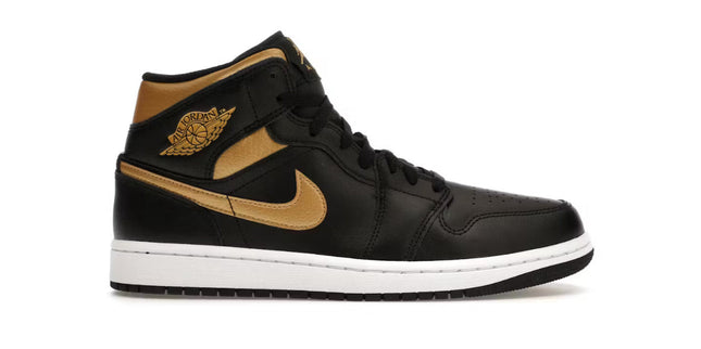 Jordan 1 black metallic gold mid